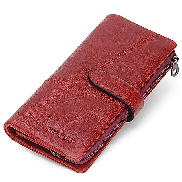 Genuine Leather Women's Long Wallet